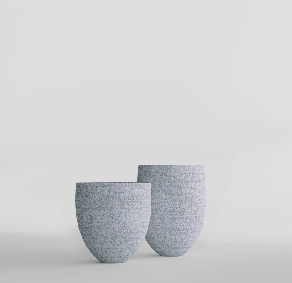 Кашпо CONCRETIKA BARREL EROSIA WHITE D44H48