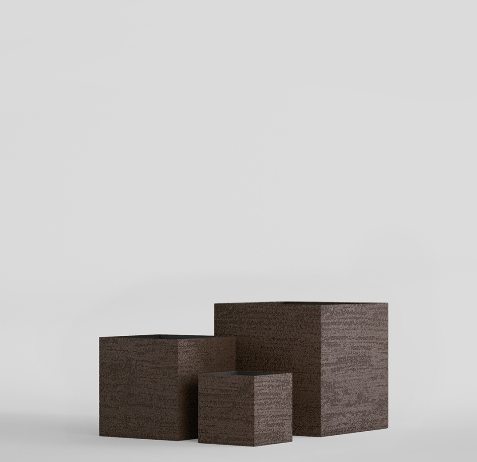 Кашпо CONCRETIKA CUBE EROSIA BROWN 60x60x60