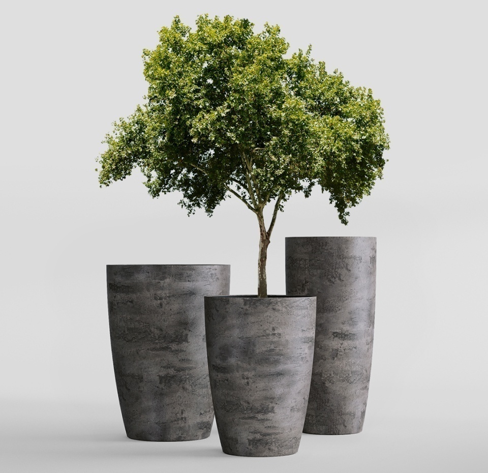 Кашпо CONCRETIKA CONUS CONCRETE GREY DARK D50H90