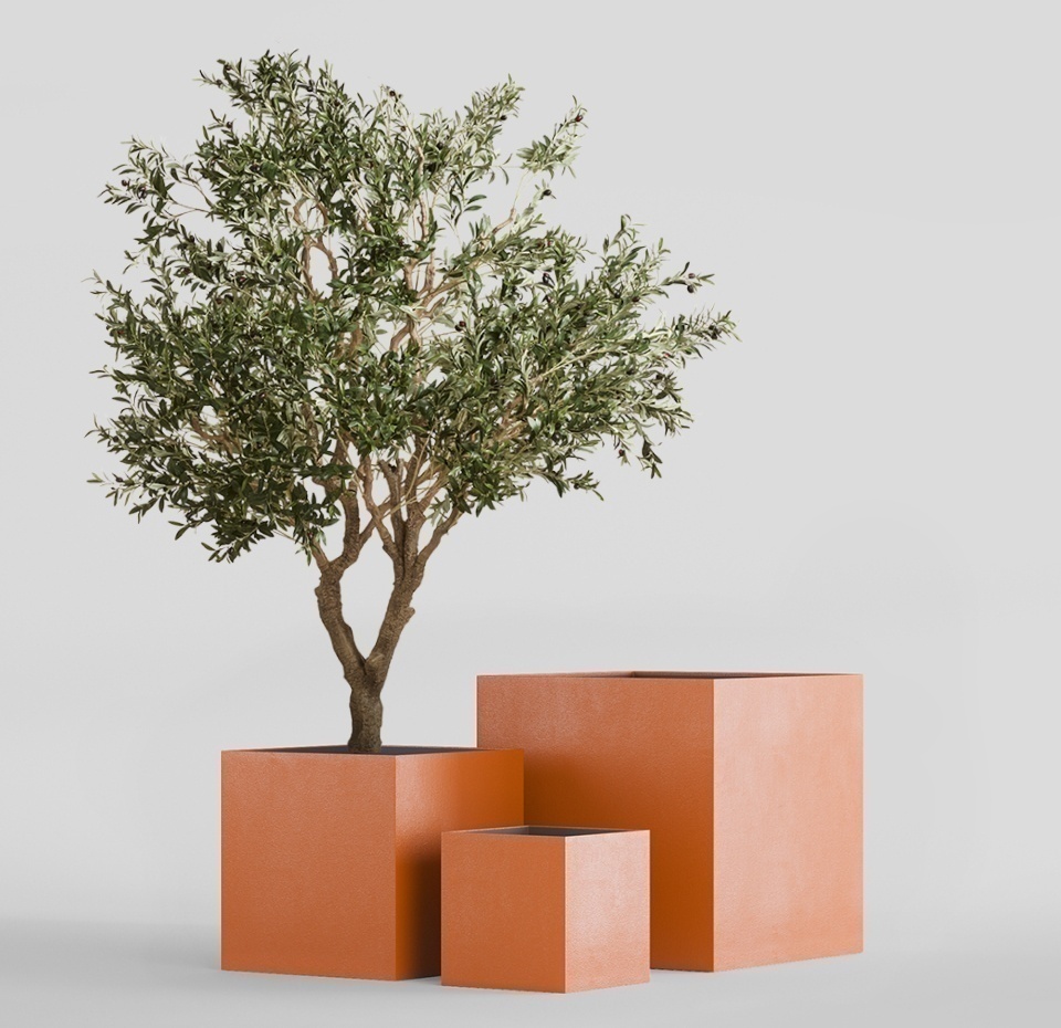Кашпо CONCRETIKA CUBE CARROT 90x90x90
