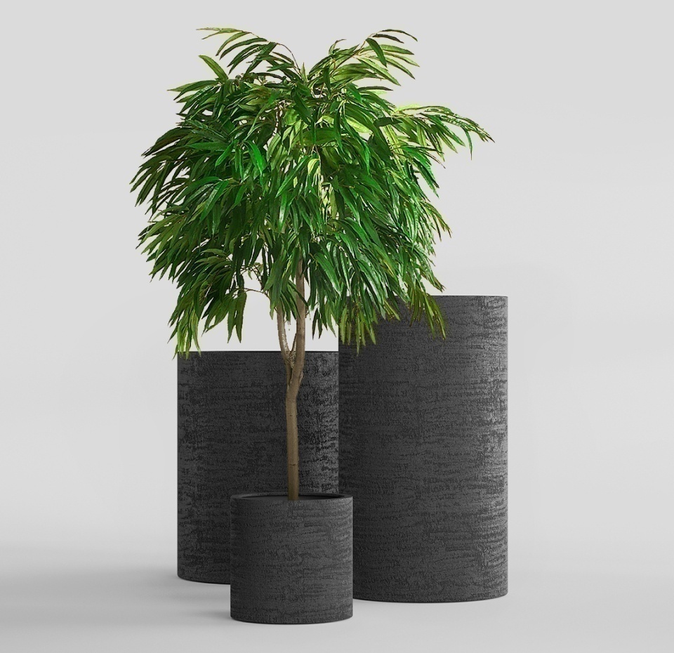 Кашпо CONCRETIKA CYLINDER EROSIA BLACK D60H65