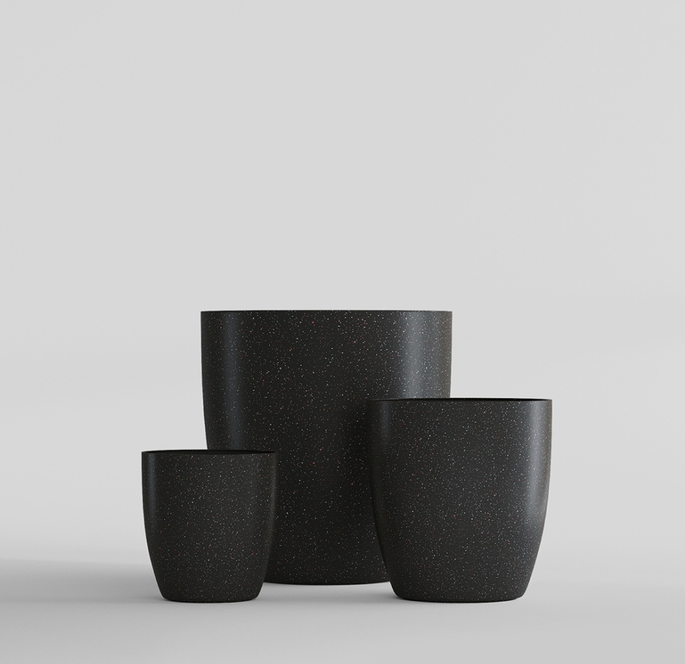 Кашпо CONCRETIKA VASE 3 EGG BLACK D60H65