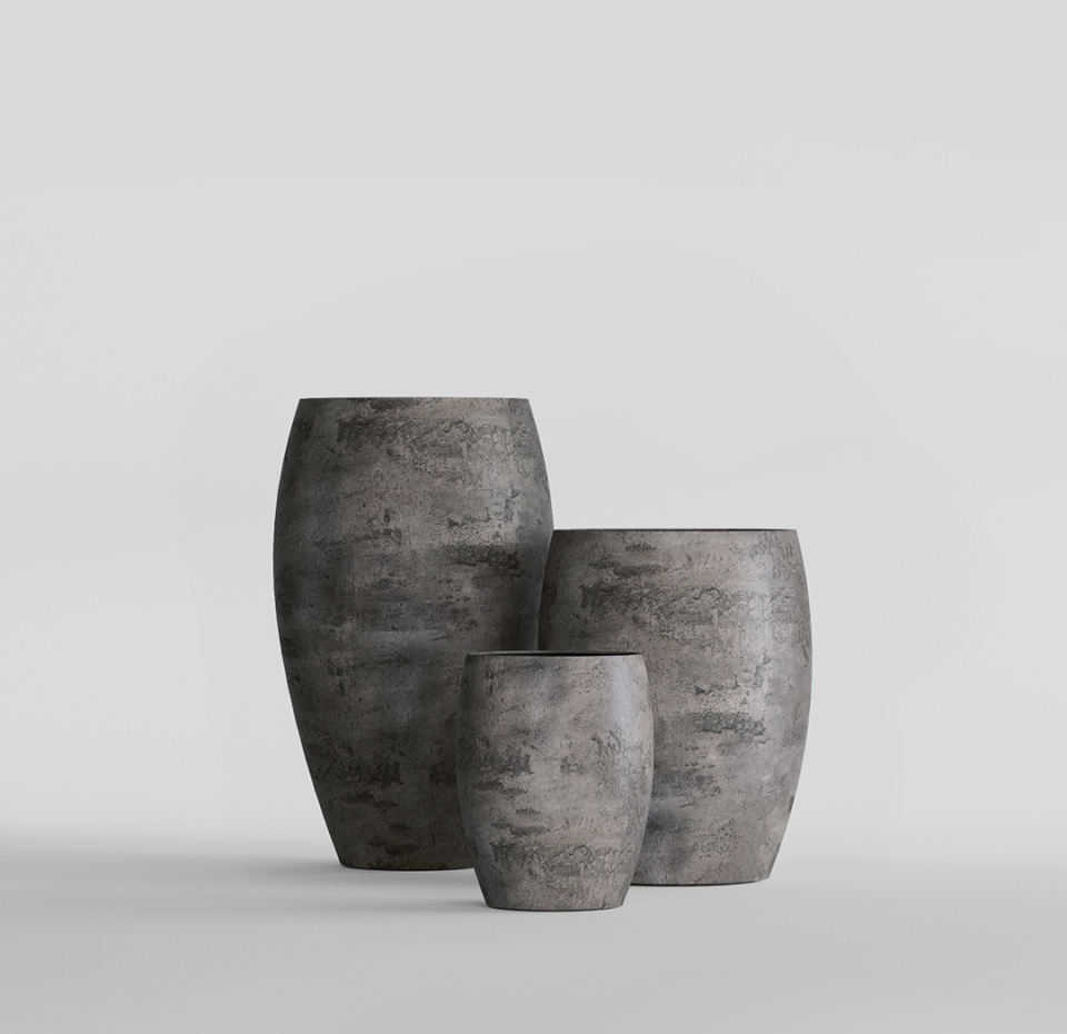 Кашпо CONCRETIKA OVAL CONCRETE GREY DARK D30H41