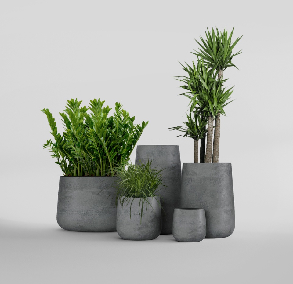 Кашпо CONCRETIKA CONE SMOKEY BLUE D38H60