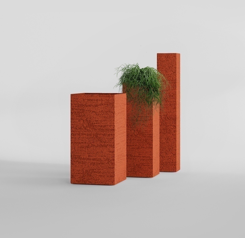 Кашпо CONCRETIKA COLONNA EROSIA CORAL 30x30x90