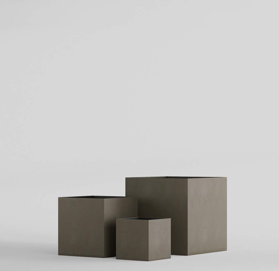 Кашпо CONCRETIKA CUBE OLIVE 50x50x50