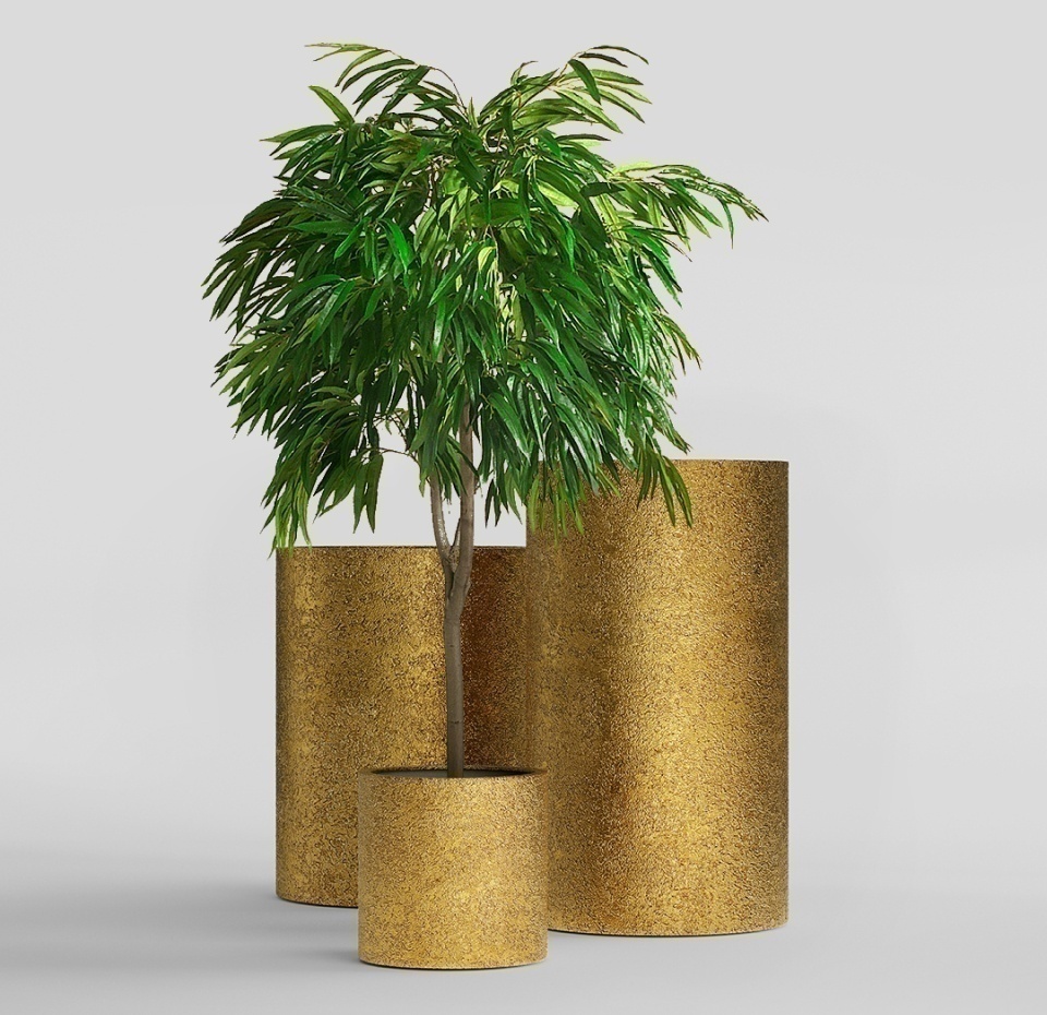 Кашпо CONCRETIKA CYLINDER RICH GOLD D30H60