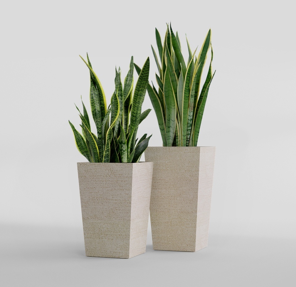 Кашпо CONCRETIKA CONIC EROSIA YELLOW 40x40x70