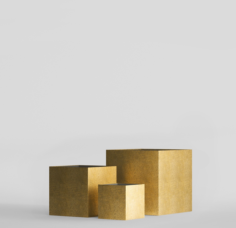 Кашпо CONCRETIKA CUBE RICH GOLD 30x30x30