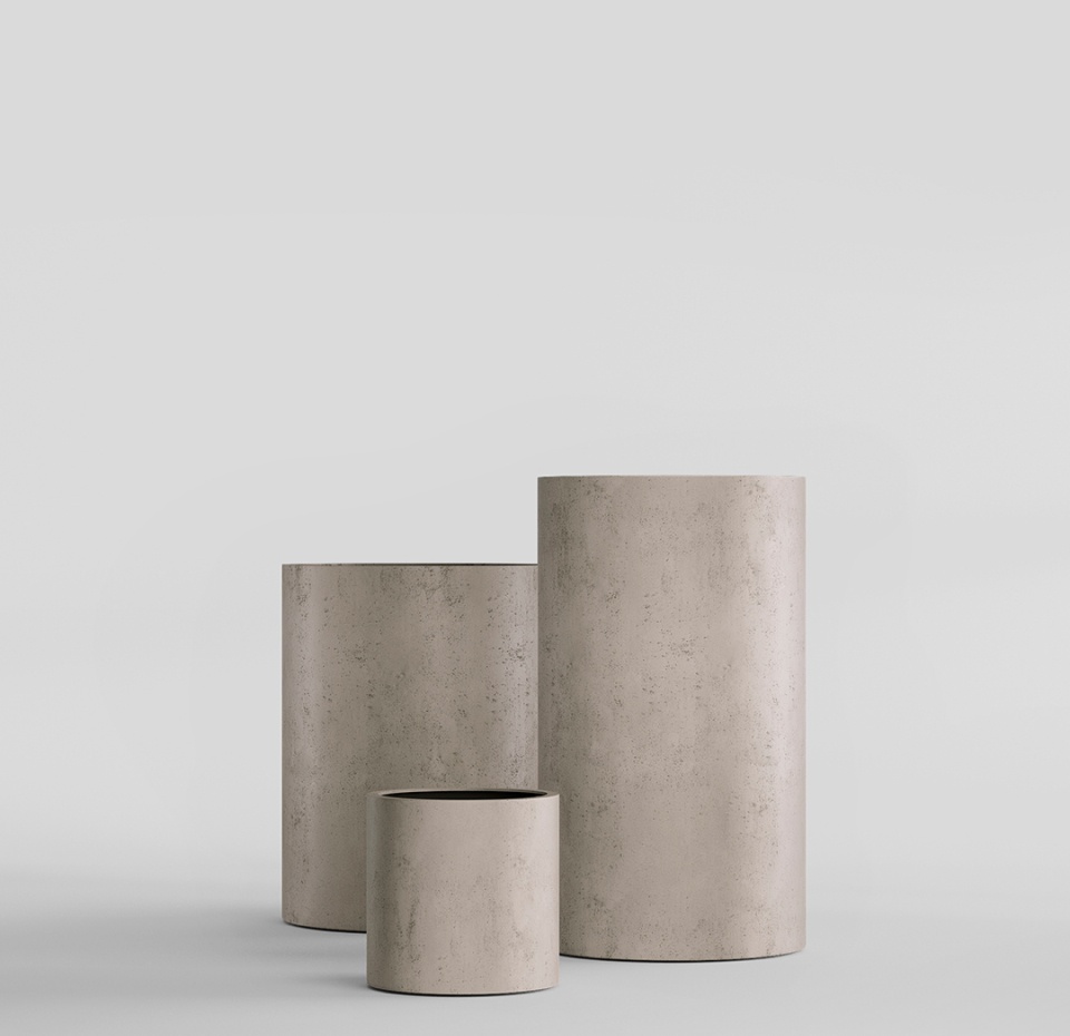 Кашпо CONCRETIKA CYLINDER CONCRETE WHITE D45H45