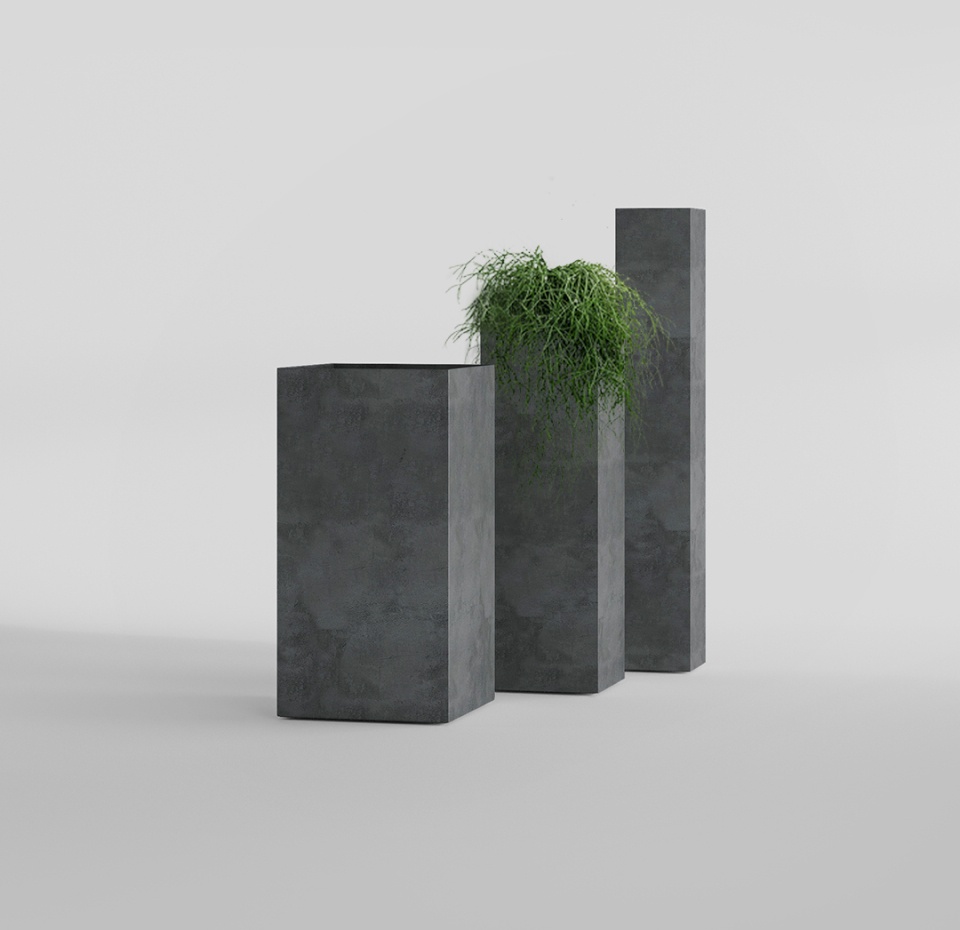 Кашпо CONCRETIKA COLONNA SMOKEY BLUE 30x30x90