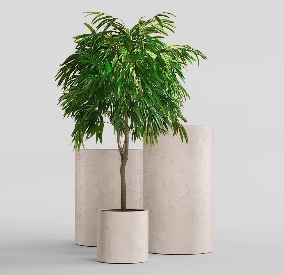 Кашпо CONCRETIKA CYLINDER CONCRETE WHITE D25H25