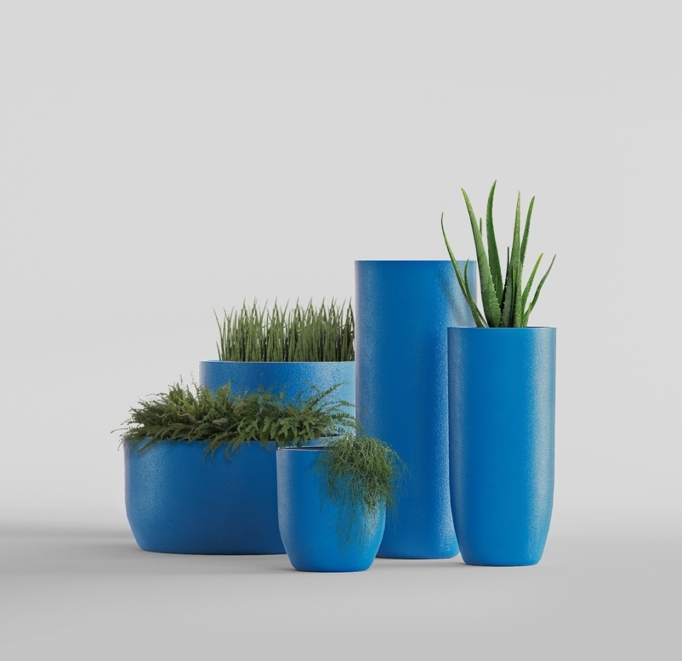 Кашпо CONCRETIKA YAR DARK BLUE D40H87