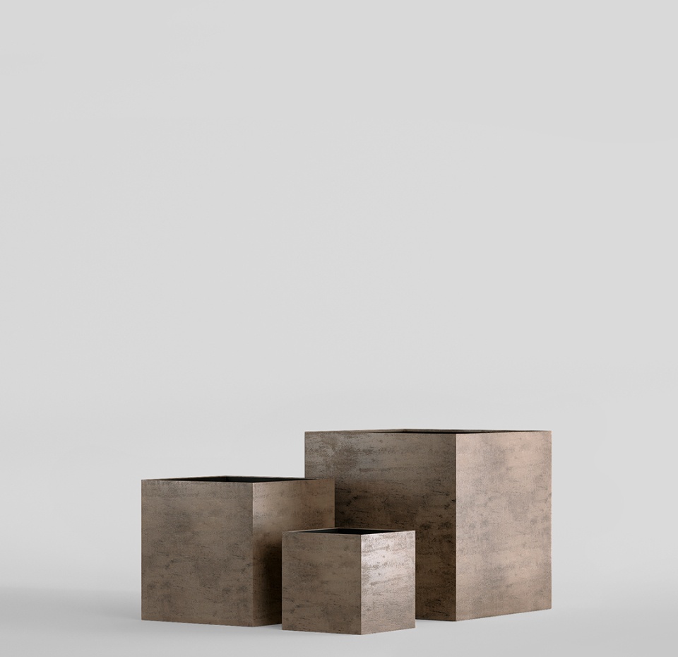 Кашпо CONCRETIKA CUBE SMOKEY GREY 50x50x50