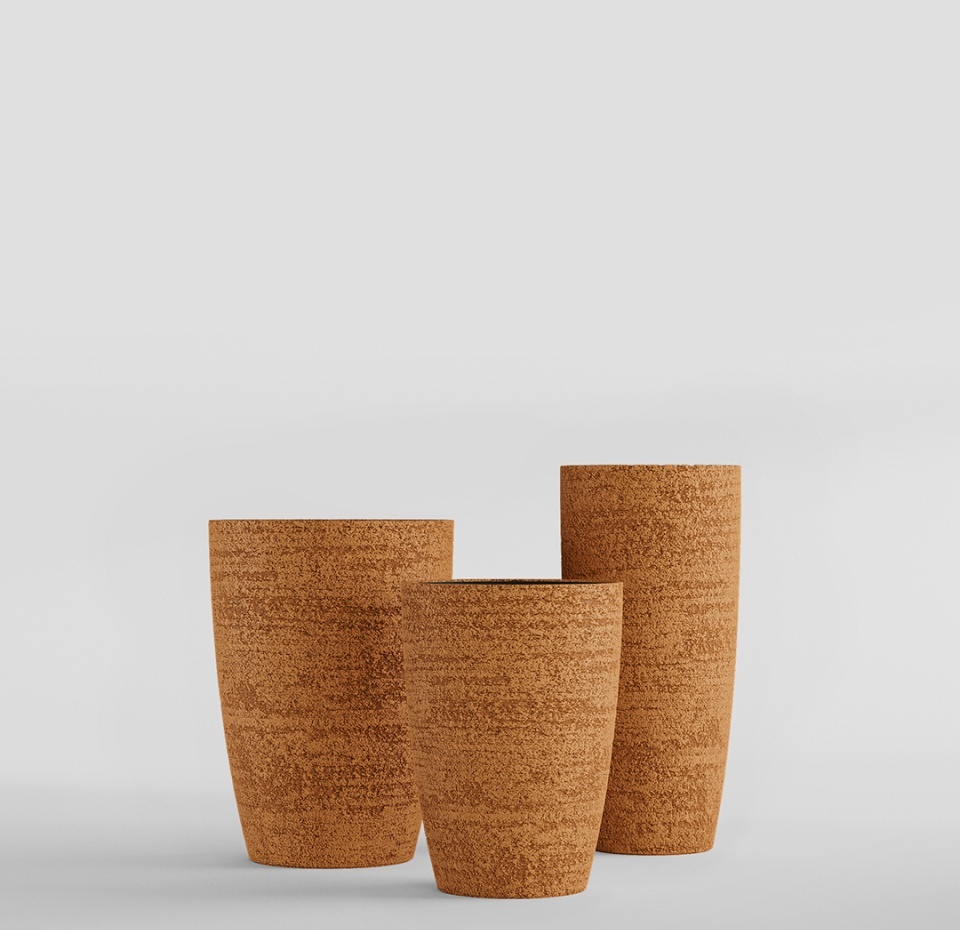 Кашпо CONCRETIKA CONUS EROSIA OCHRE D41H57