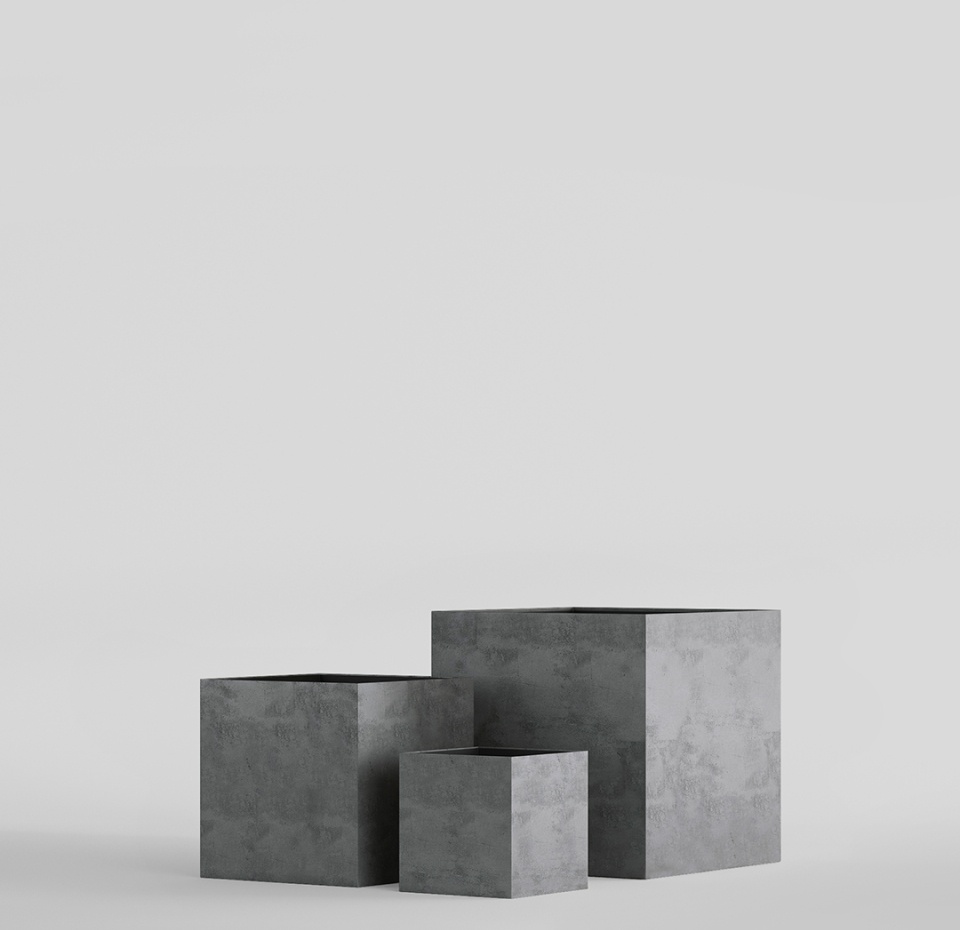 Кашпо CONCRETIKA CUBE SMOKEY BLUE 40x40x40