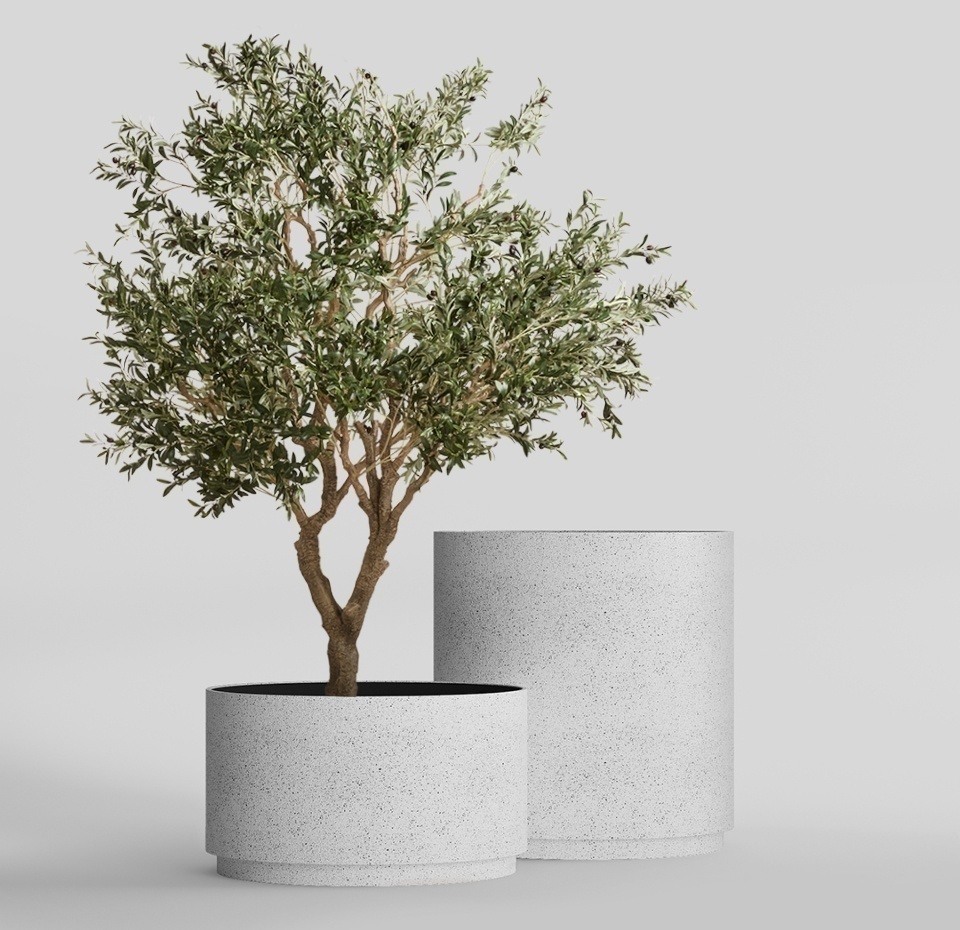 Кашпо CONCRETIKA CYLINDER XL EGG WHITE D80H85