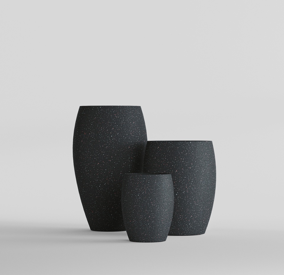 Кашпо CONCRETIKA OVAL EGG BLACK D45H66