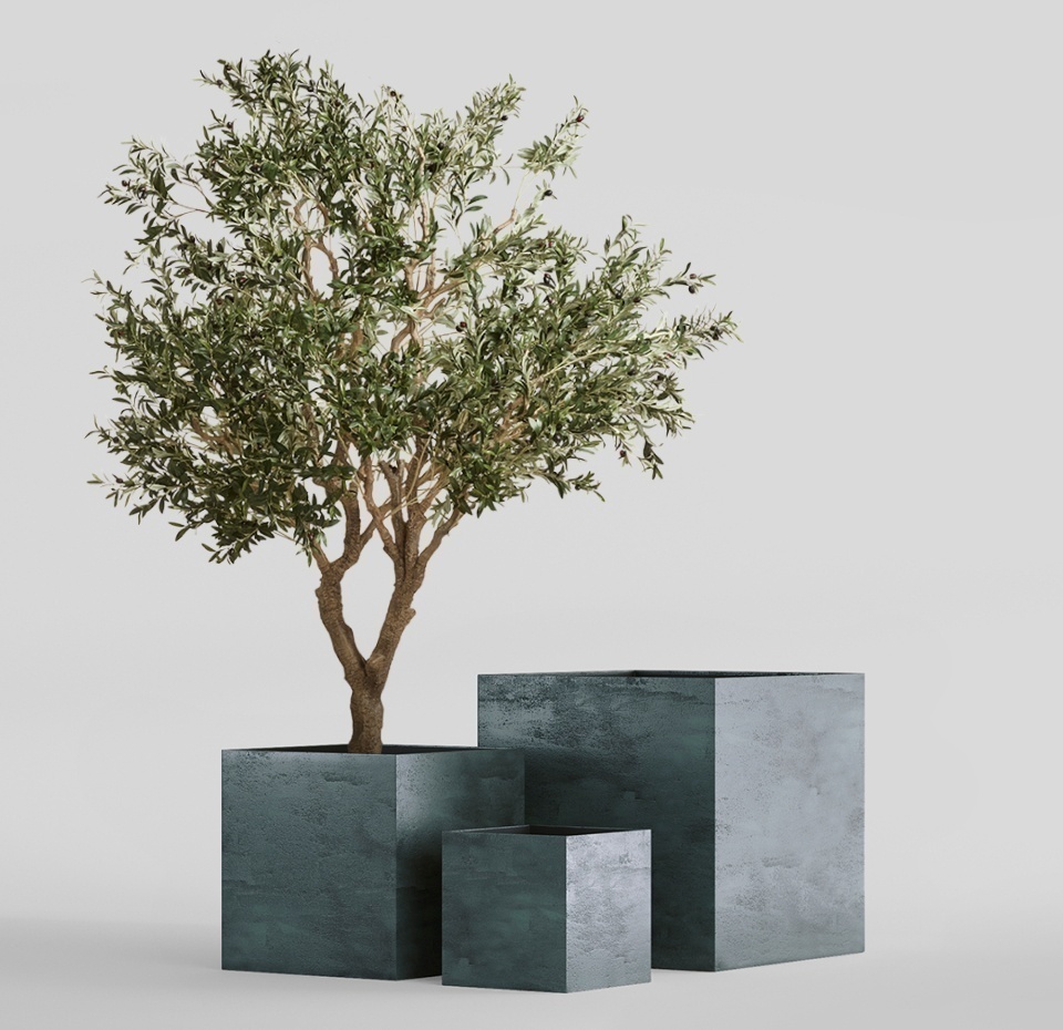 Кашпо CONCRETIKA CUBE OCEAN GREEN 90x90x90