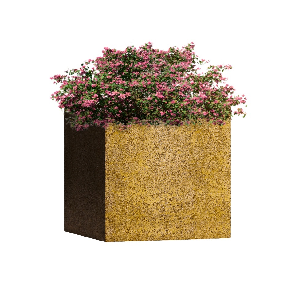 Кашпо CONCRETIKA CUBE RICH GOLD 30x30x30