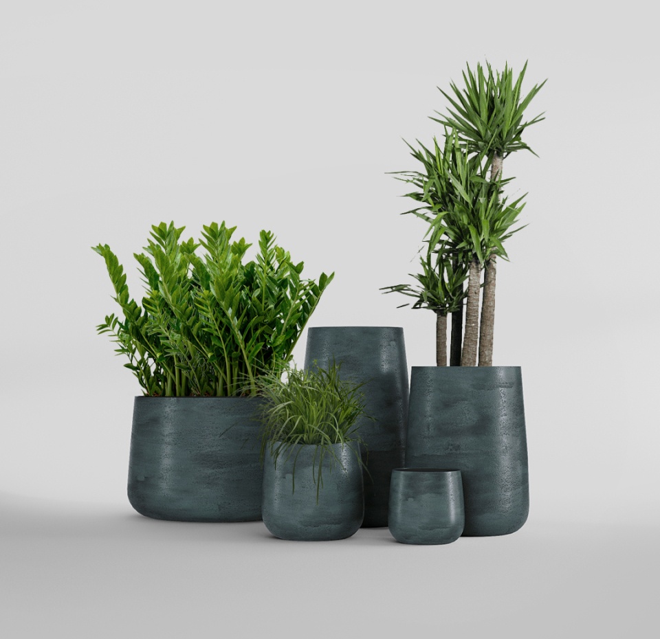 Кашпо CONCRETIKA CONE OCEAN GREEN D38H60