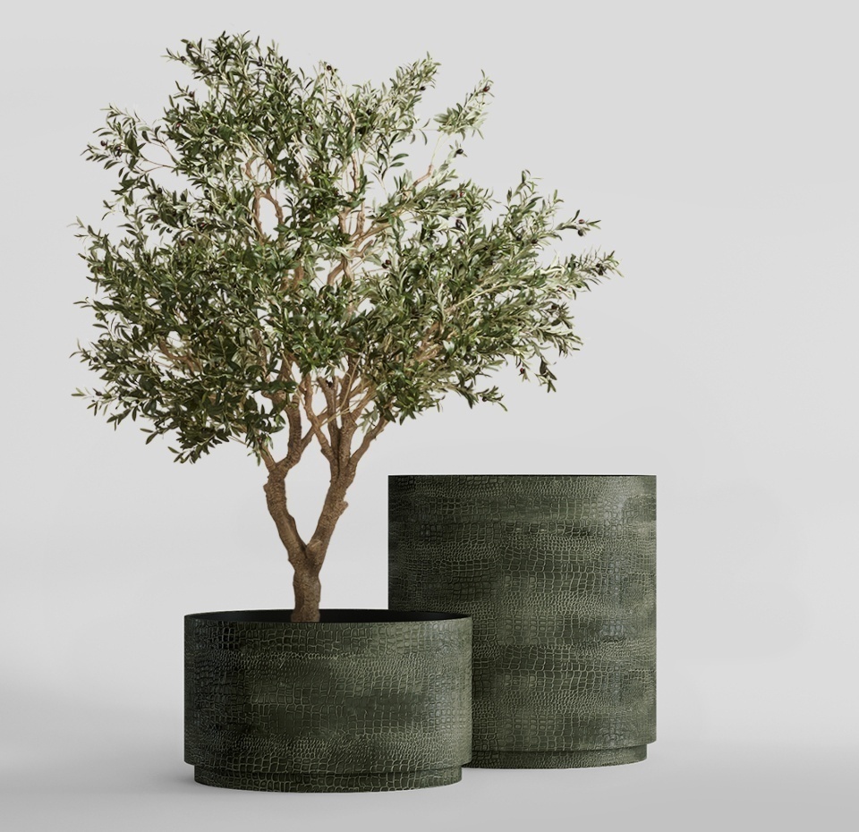 Кашпо CONCRETIKA CYLINDER XL CAYMAN GREEN D100H105