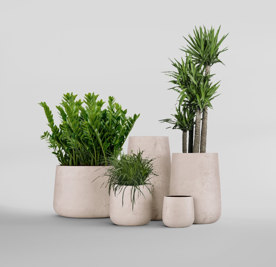 Кашпо CONCRETIKA CONE CONCRETE WHITE D36H75