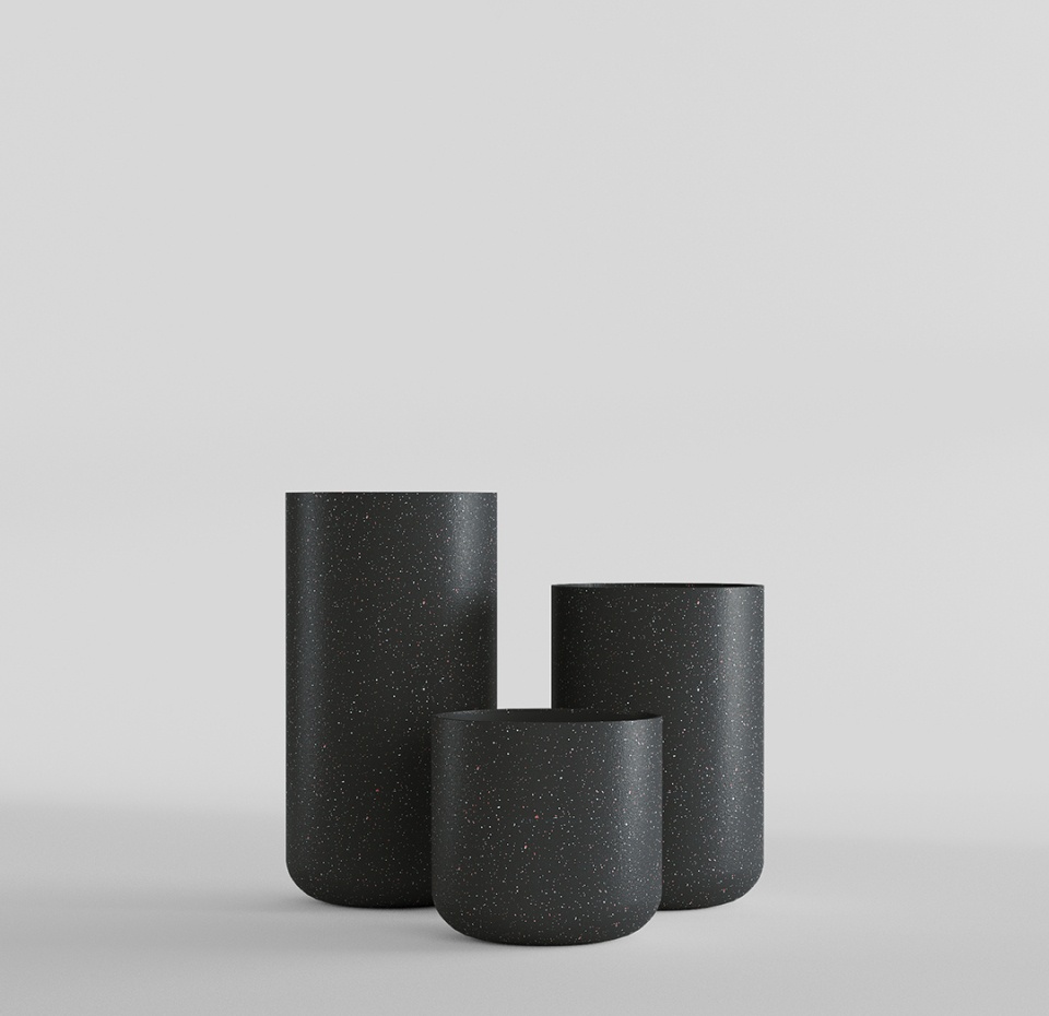 Кашпо CONCRETIKA TOPPER EGG BLACK D40H90