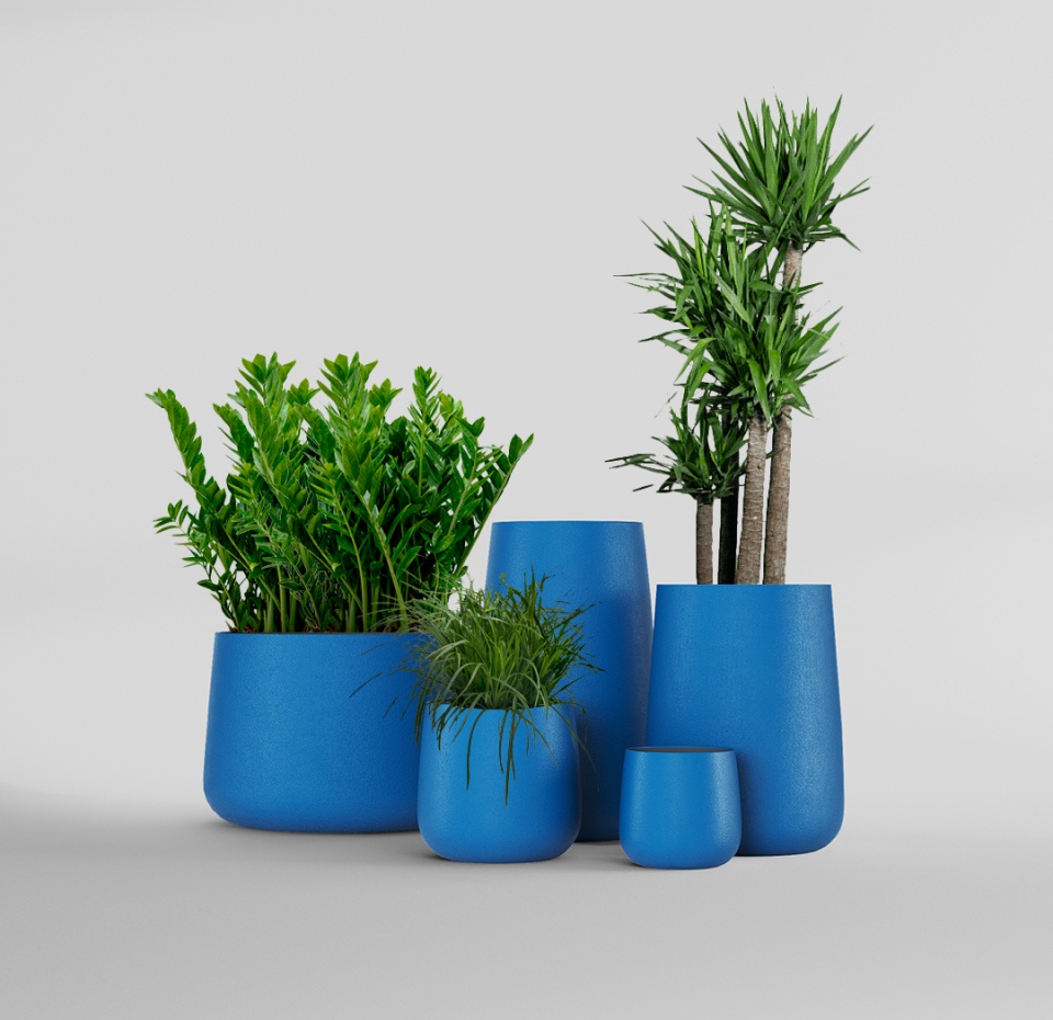 Кашпо CONCRETIKA CONE DARK BLUE D50H54