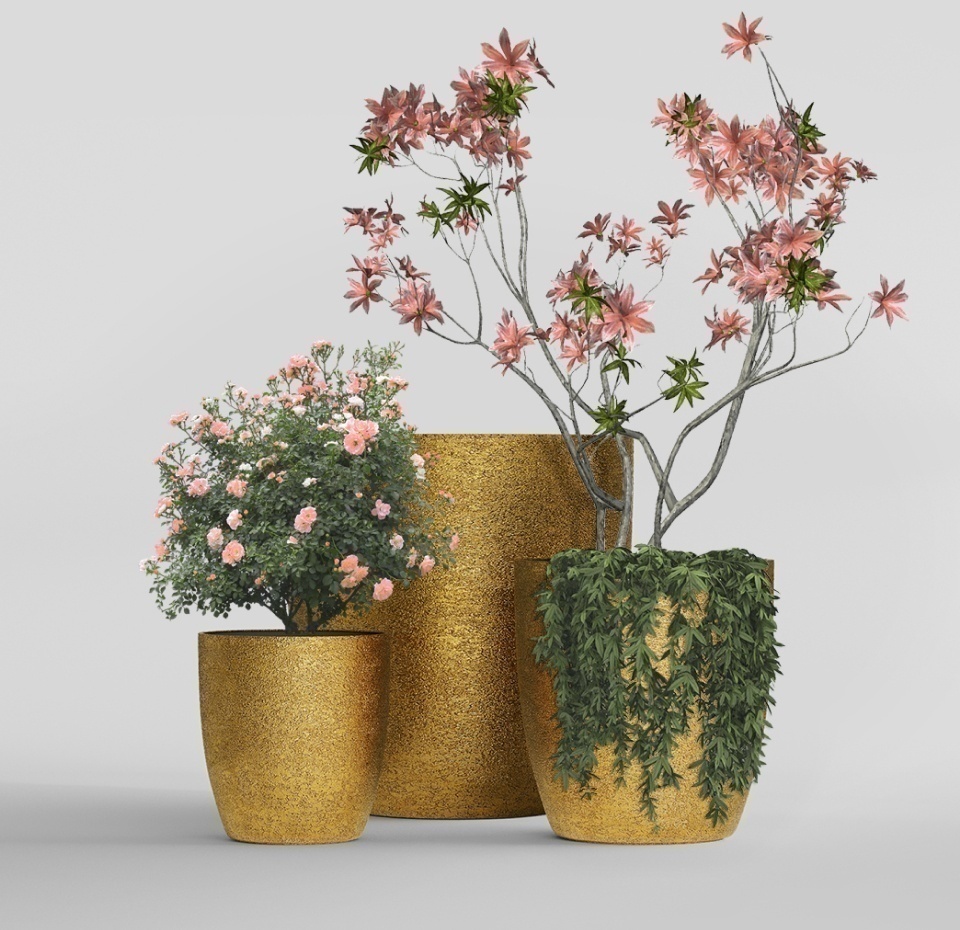 Кашпо CONCRETIKA VASE 3 RICH GOLD D30H32