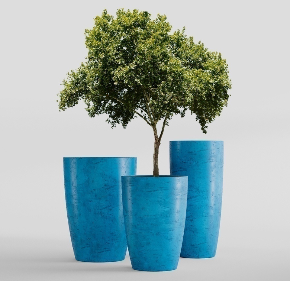 Кашпо CONCRETIKA CONUS COBALT BLUE D40H80