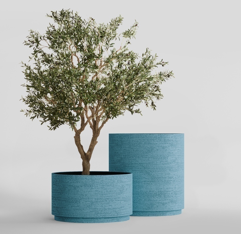 Кашпо CONCRETIKA CYLINDER XL EROSIA BLUE D80H85