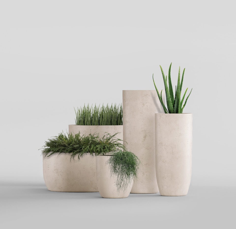 Кашпо CONCRETIKA YAR CONCRETE WHITE D46H110