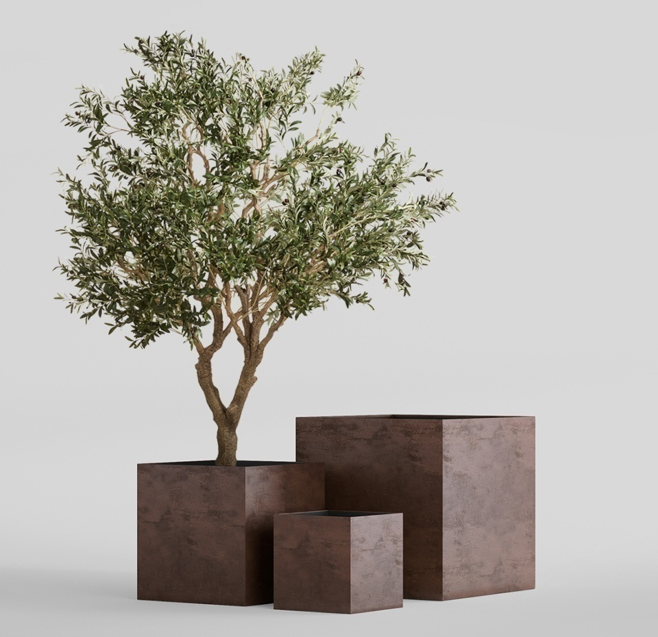 Кашпо CONCRETIKA CUBE COFFEE 40x40x40