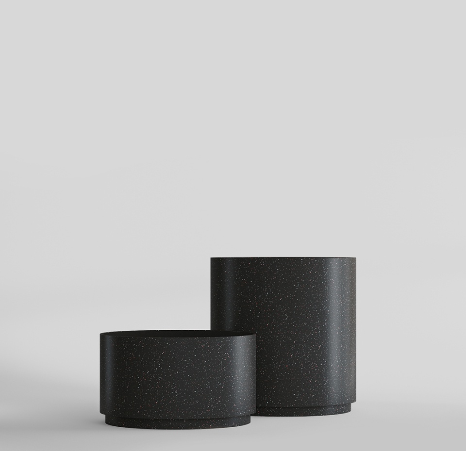 Кашпо CONCRETIKA CYLINDER XL EGG BLACK D70H45