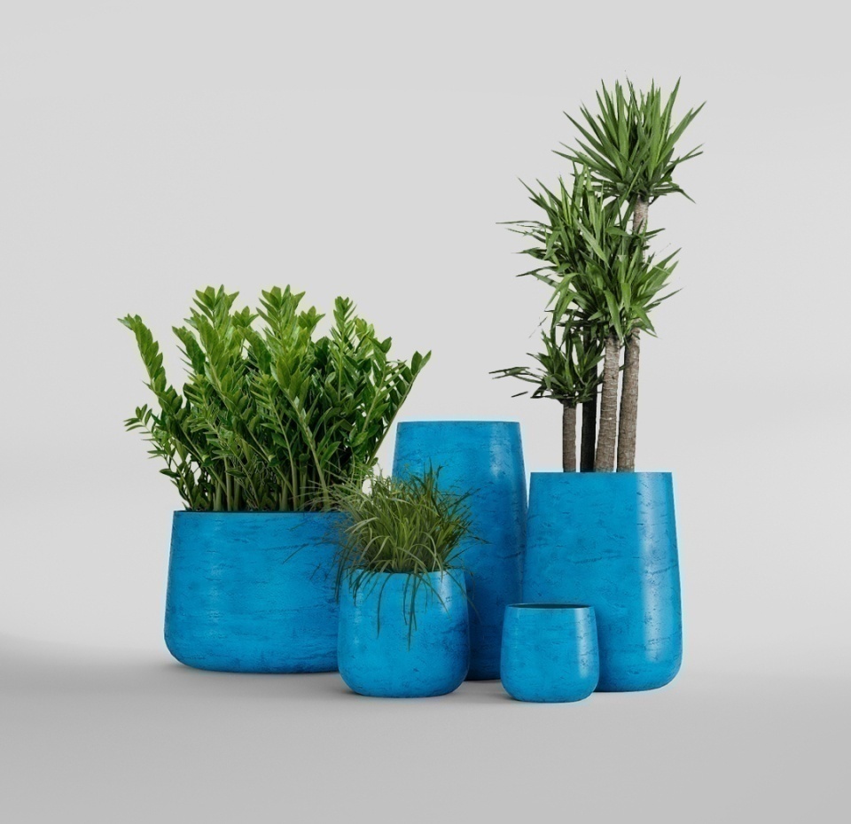 Кашпо CONCRETIKA CONE COBALT BLUE D38H60