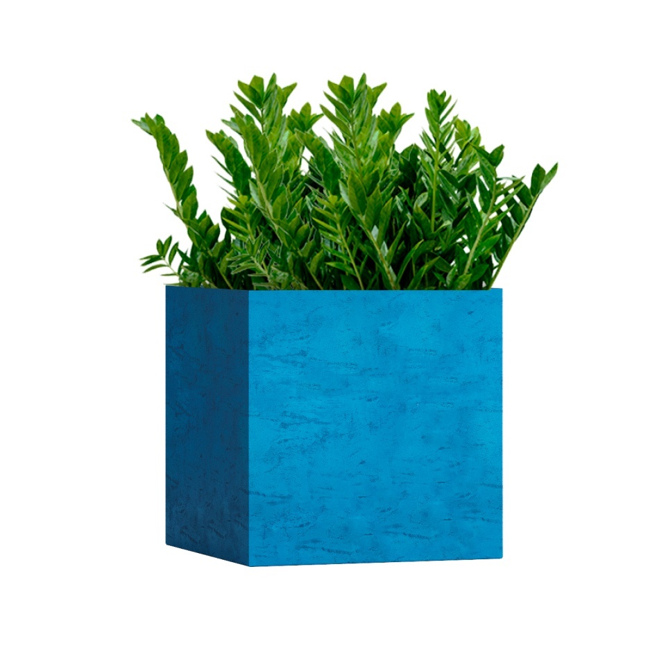 Кашпо CONCRETIKA CUBE COBALT BLUE 60x60x60