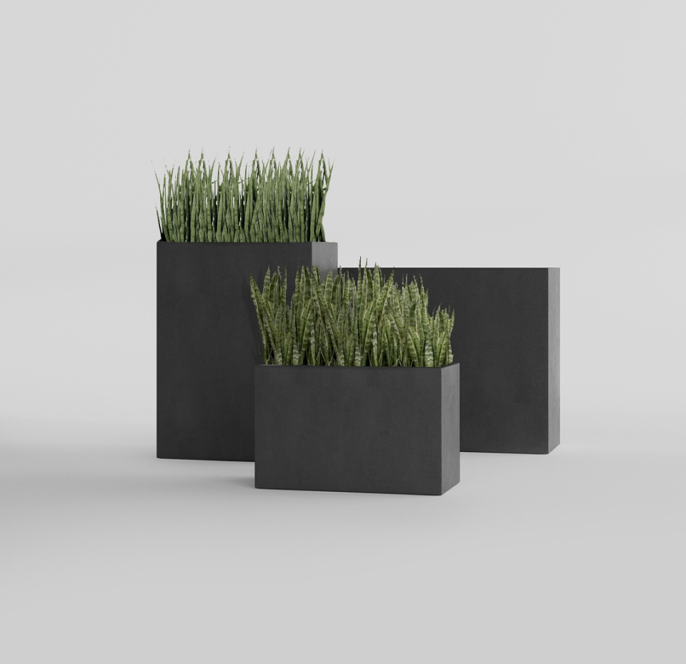 Кашпо CONCRETIKA DIVIDER NERO 90x35x70