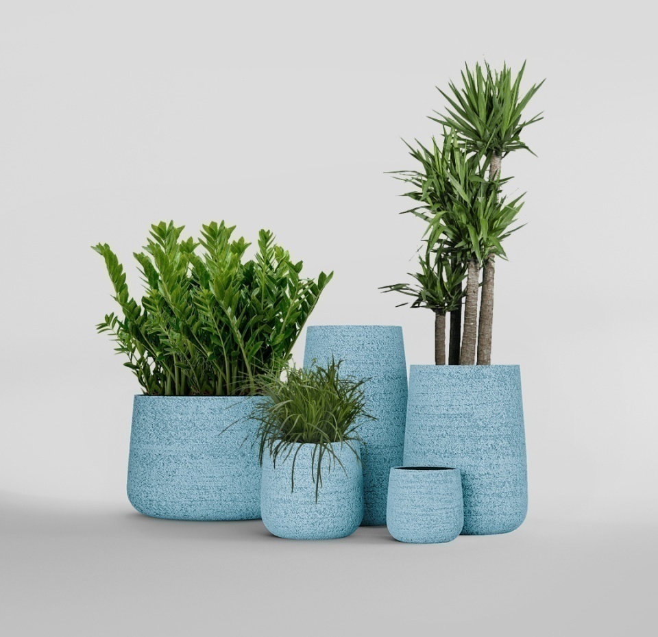 Кашпо CONCRETIKA CONE EROSIA BLUE D38H41
