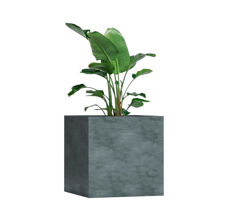 Кашпо CONCRETIKA CUBE OCEAN GREEN 100x100x100