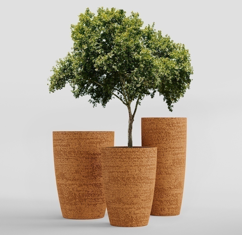 Кашпо CONCRETIKA CONUS EROSIA OCHRE D40H80