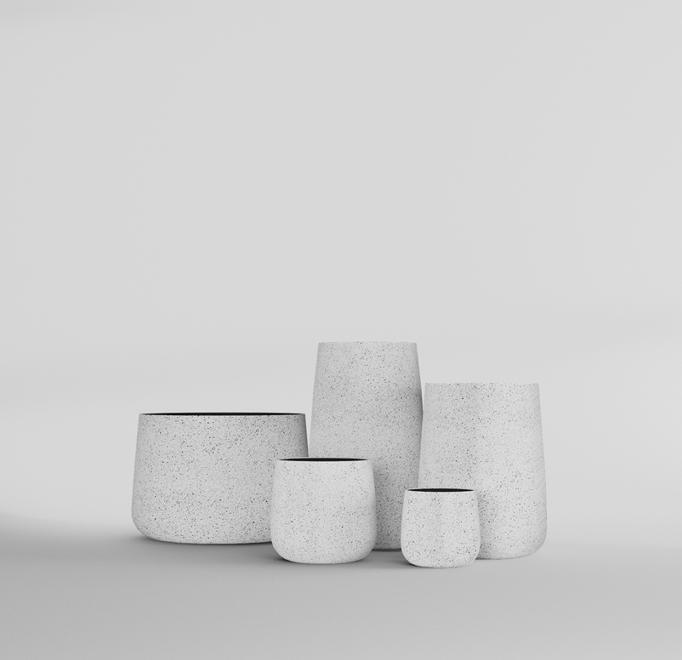 Кашпо CONCRETIKA CONE EGG WHITE D38H60