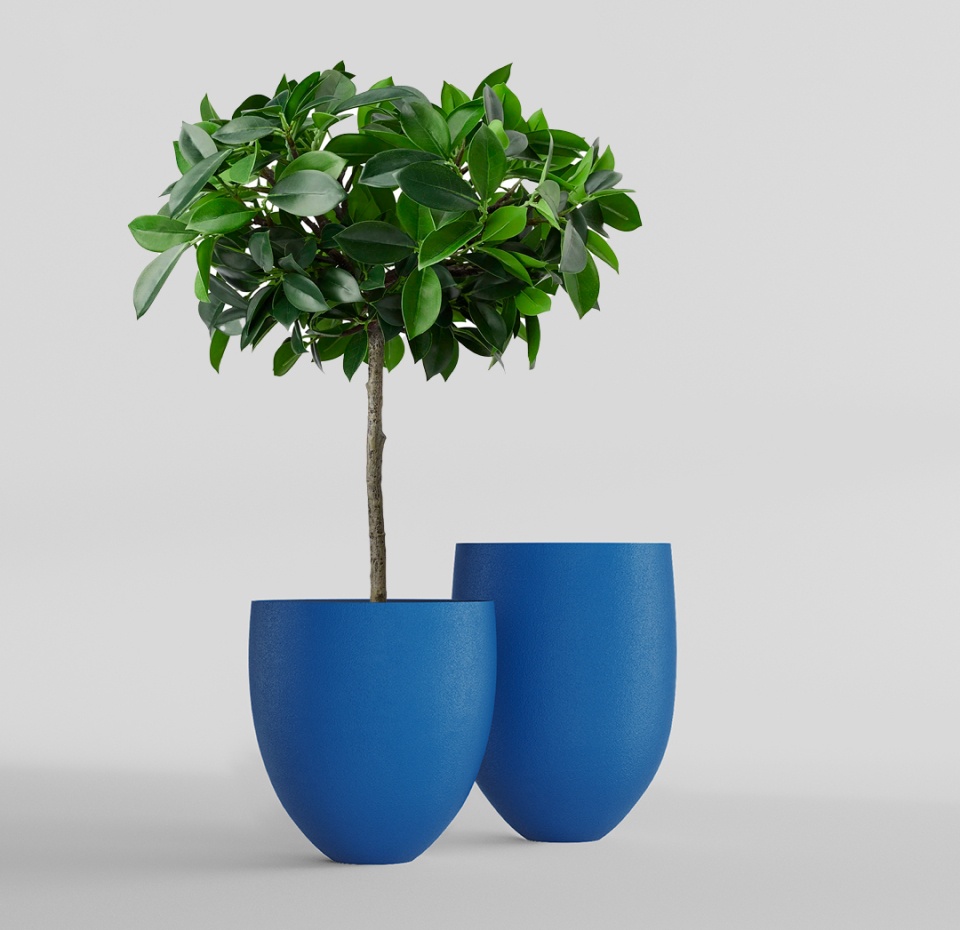 Кашпо CONCRETIKA BARREL DARK BLUE D44H48