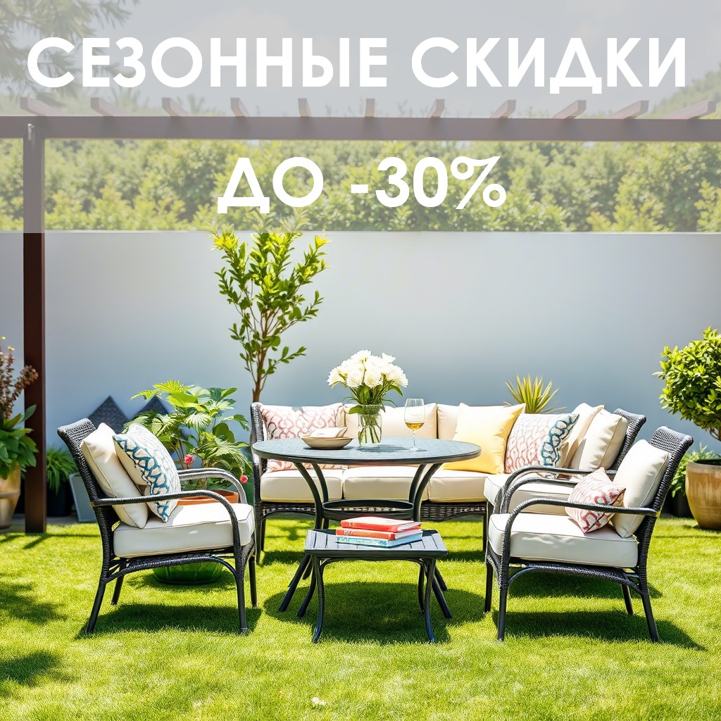 Сезонная распродажа! Скидки 30% на выборочные модели мебели из акации и искусственного ротанга JOYGARDEN Период проведения с 15 августа по 15 сентября 2024г