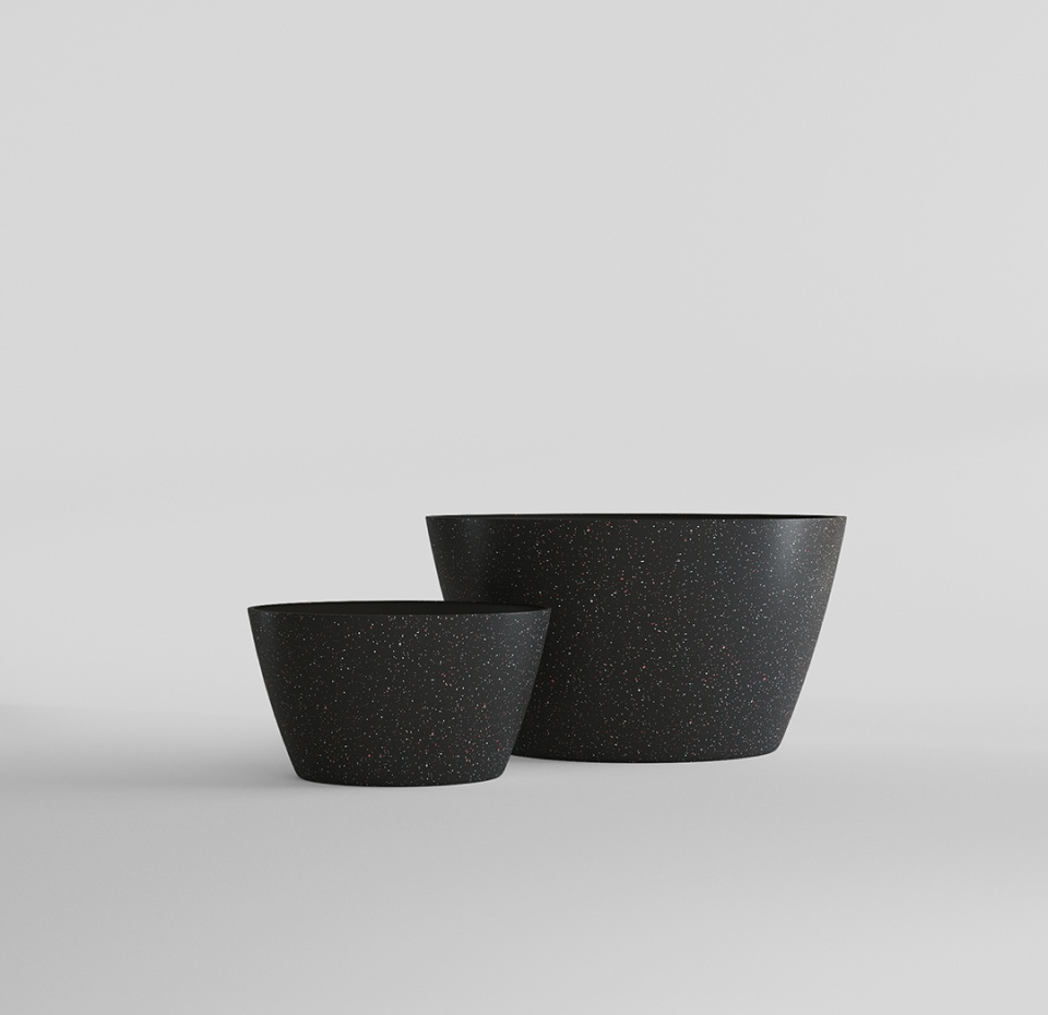 Кашпо CONCRETIKA BOWL EGG BLACK D65H36