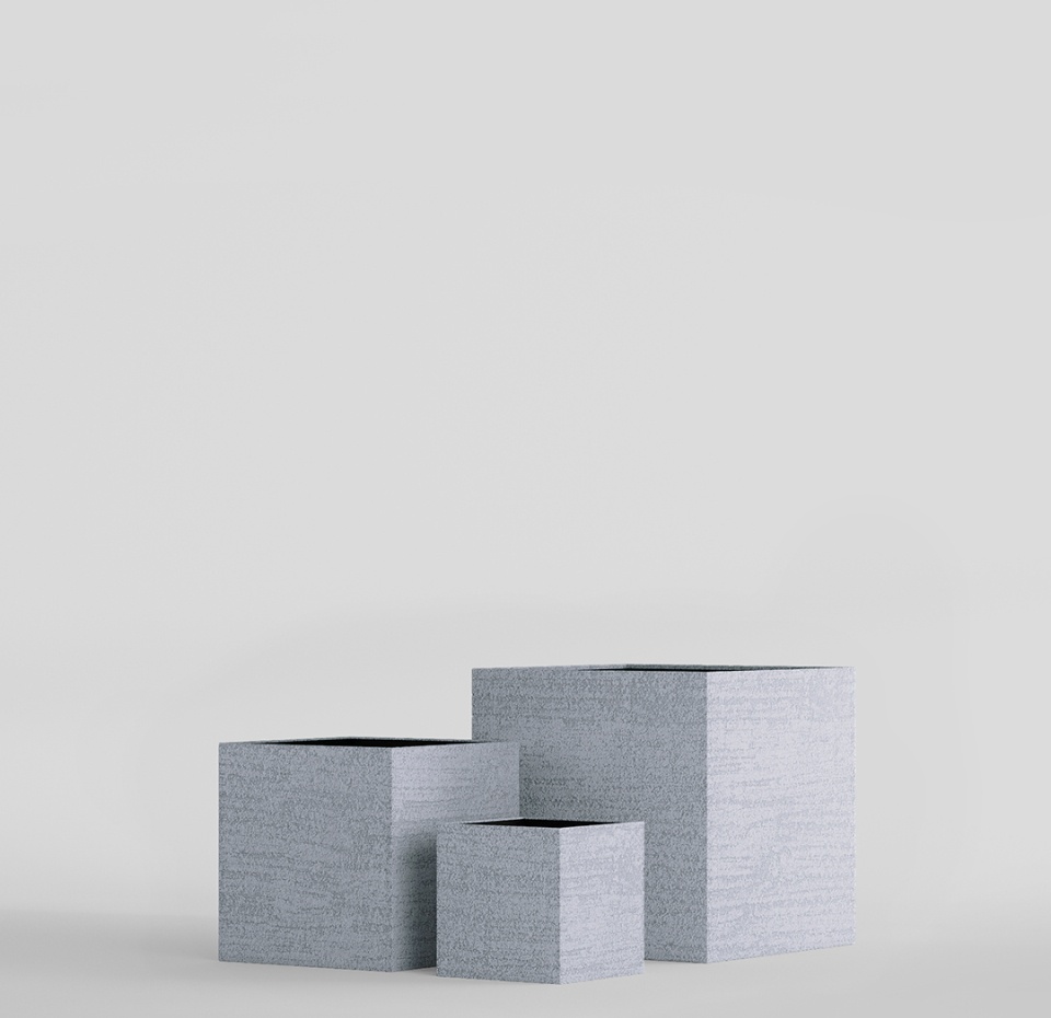 Кашпо CONCRETIKA CUBE EROSIA WHITE 90x90x90