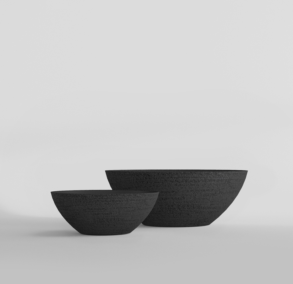 Кашпо CONCRETIKA BONSAY EROSIA BLACK D50H19