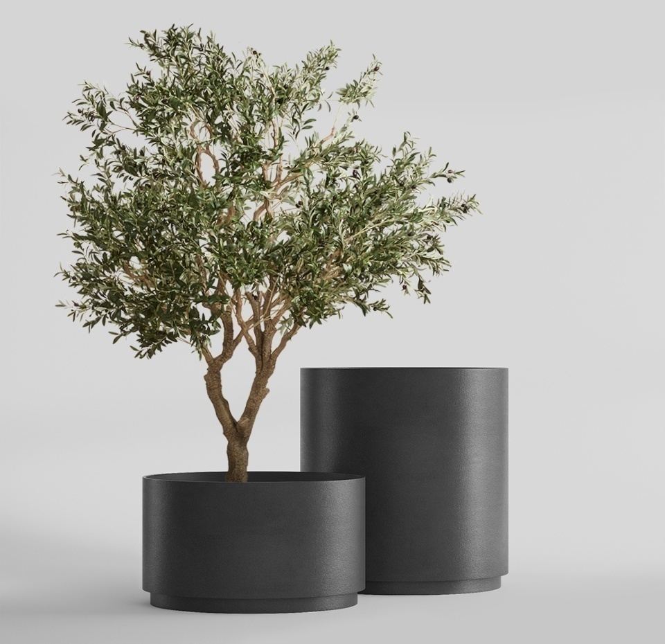 Кашпо CONCRETIKA CYLINDER XL NERO D70H80