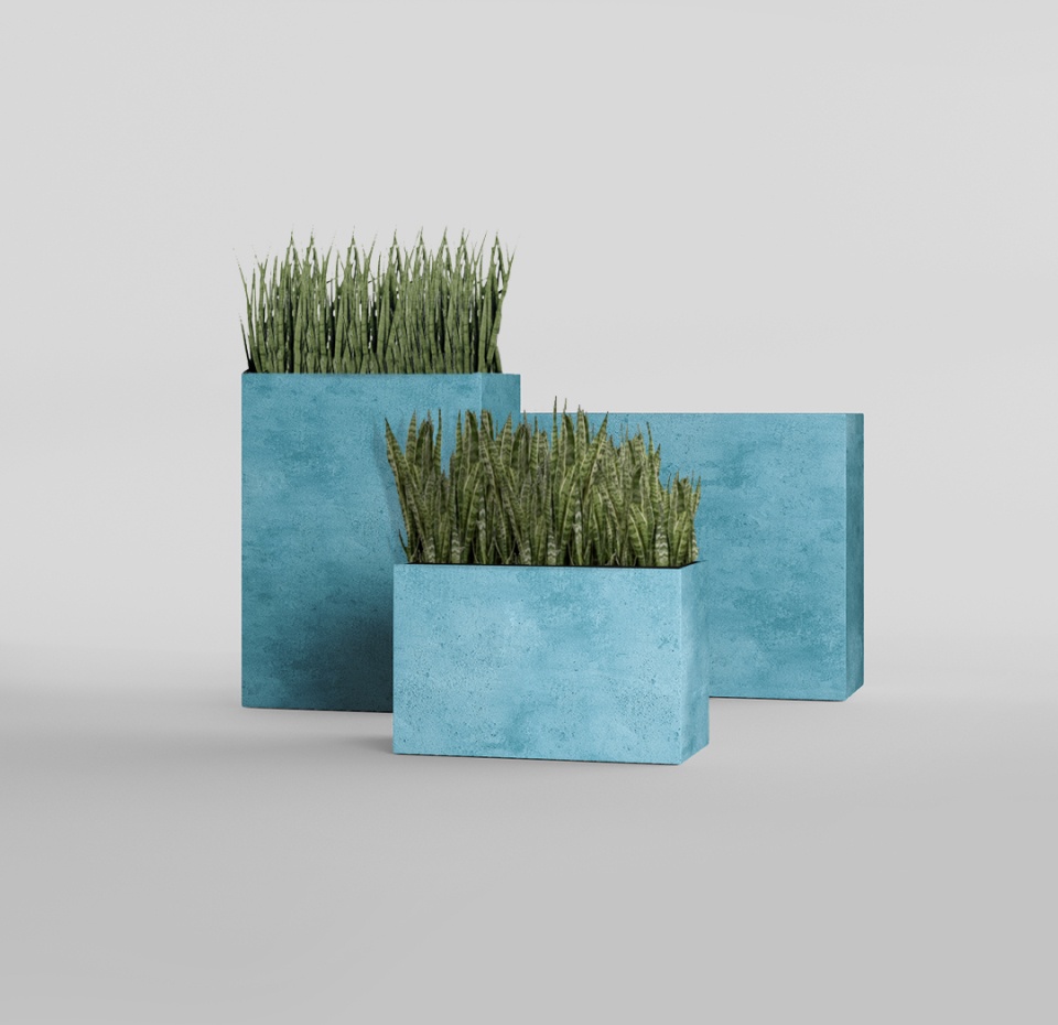 Кашпо CONCRETIKA DIVIDER BLUE SKY 100x40x50
