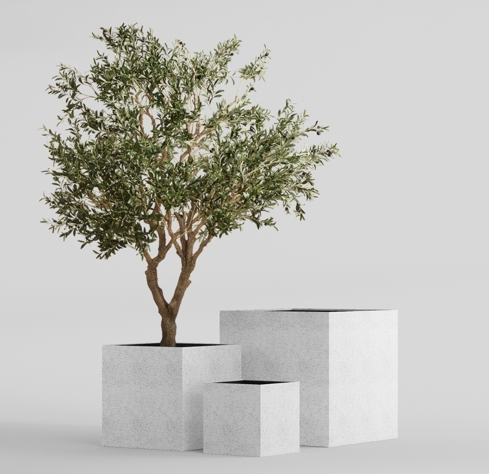 Кашпо CONCRETIKA CUBE EGG WHITE 100x100x100